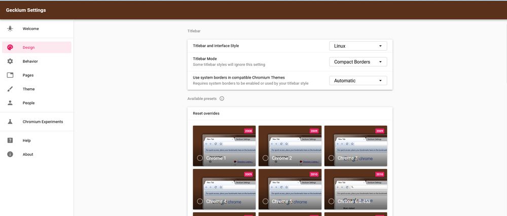 geckium's chrome era design chooser