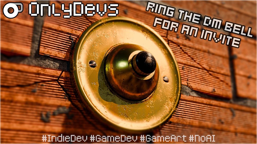 A doorbell render by Vertex Rage with OnlyDevs logo and text "Ring the DM bell for an invite"