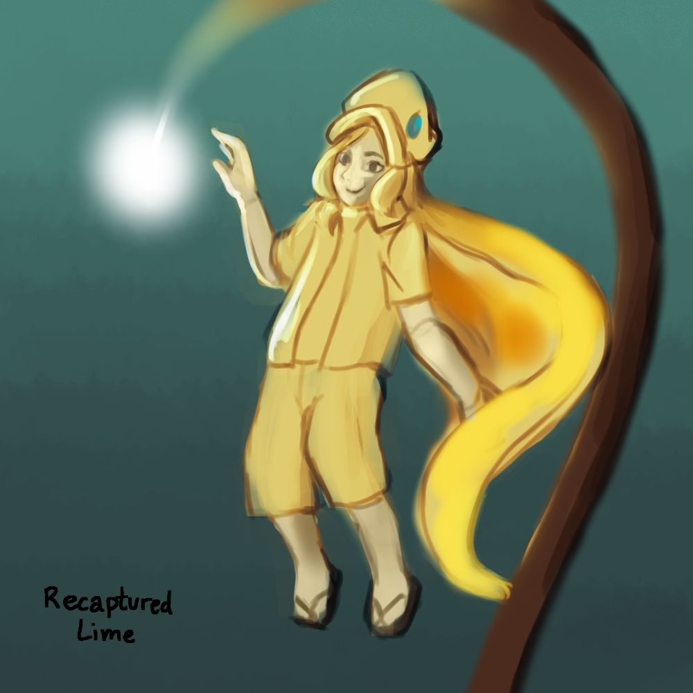 A human wearing yellow about to touch an Angler's light.