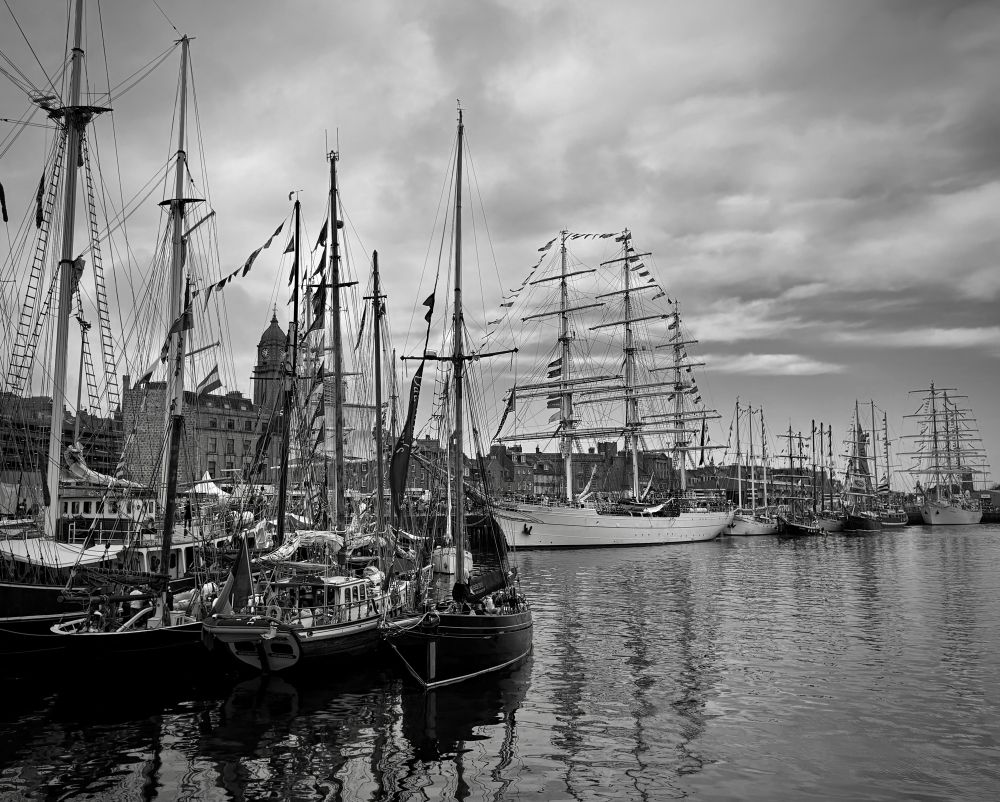 Tall ships moored in Aberdeen harbour 