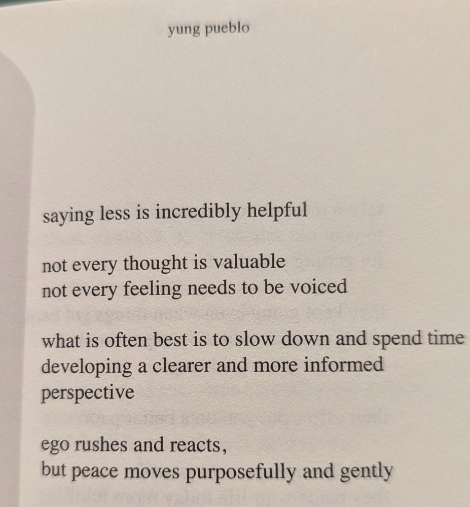 A passage from Yung Pueblo's "the way forward" about saying less and being mindful. 