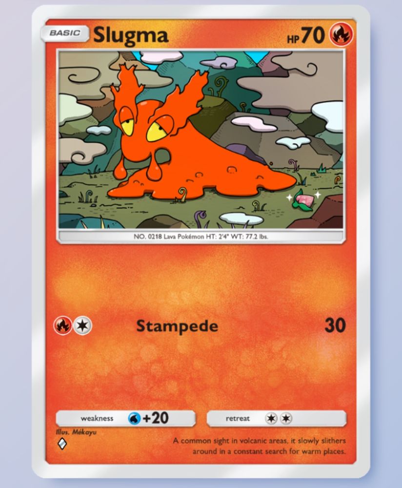 Pokémon TCG Pocket: A card of Slugma which looks like it has had enough of everything