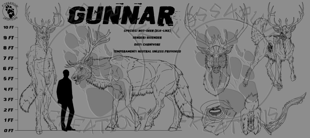Nsfw version of a WIP of a reference sheet of a not deer like creature.