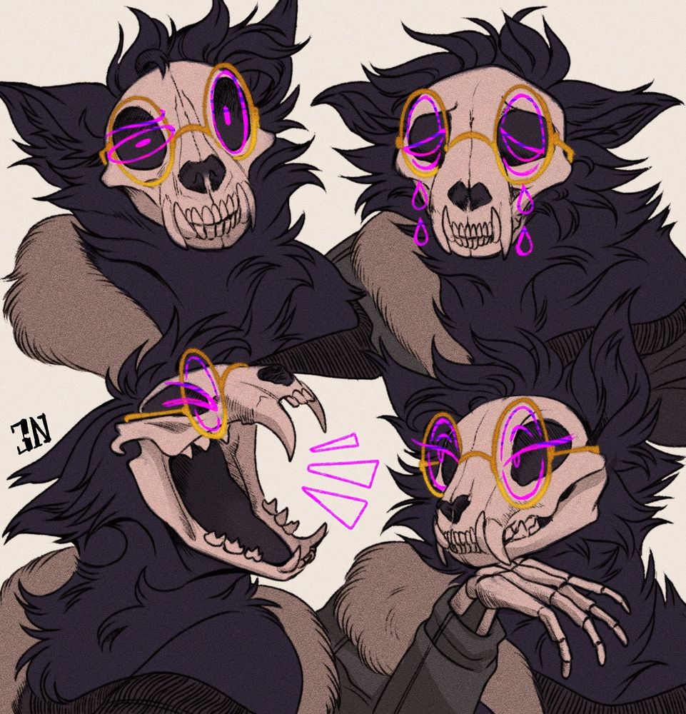 Artwork of Ein displaying various emotions end expressions through her eyes