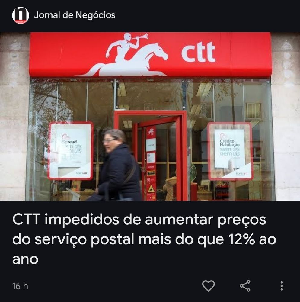 CTT só podem aumentar preços 12% ao ano
