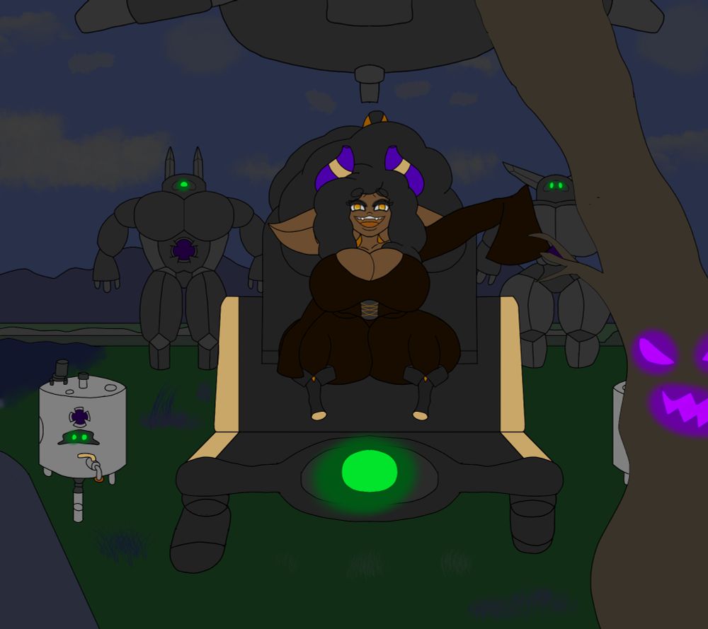 Bell taking a shortcut through a graveyard with her golems, one of which(the flying one) is carrying all her candy