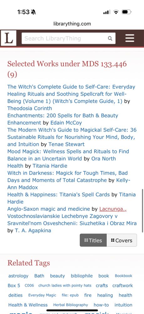 on librarything.com, books under 133.446