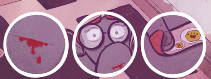 Viñetas de "Banquete nocturno", en Barbarie, color.
Dibujo y color: Bamidala.