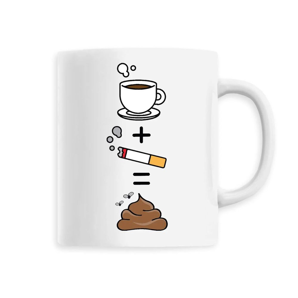 Krus med bilde av en kaffekopp+sigg=bæsj