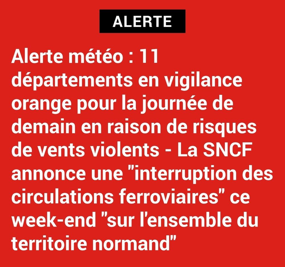 Alerte sncf sur la normandie