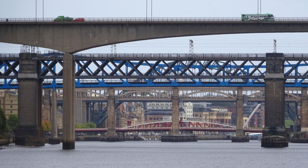 The 7 Tyne bridges, one behind the other. You have to look carefully, but they're all there, honest 