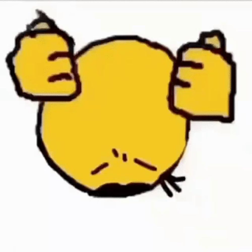 a yellow smiley face with its mouth open and two fists .