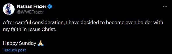 Tuit de Nathan Frazer: After careful consideration, I have decided to become even bolder with my faith in Jesus Christ. 

Happy Sunday 🙏🏼