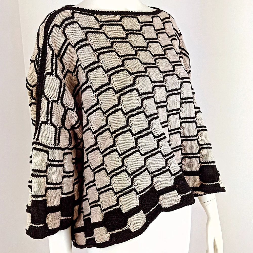 Hand-knitted top with a smalt mosaic design by Beverly Smart