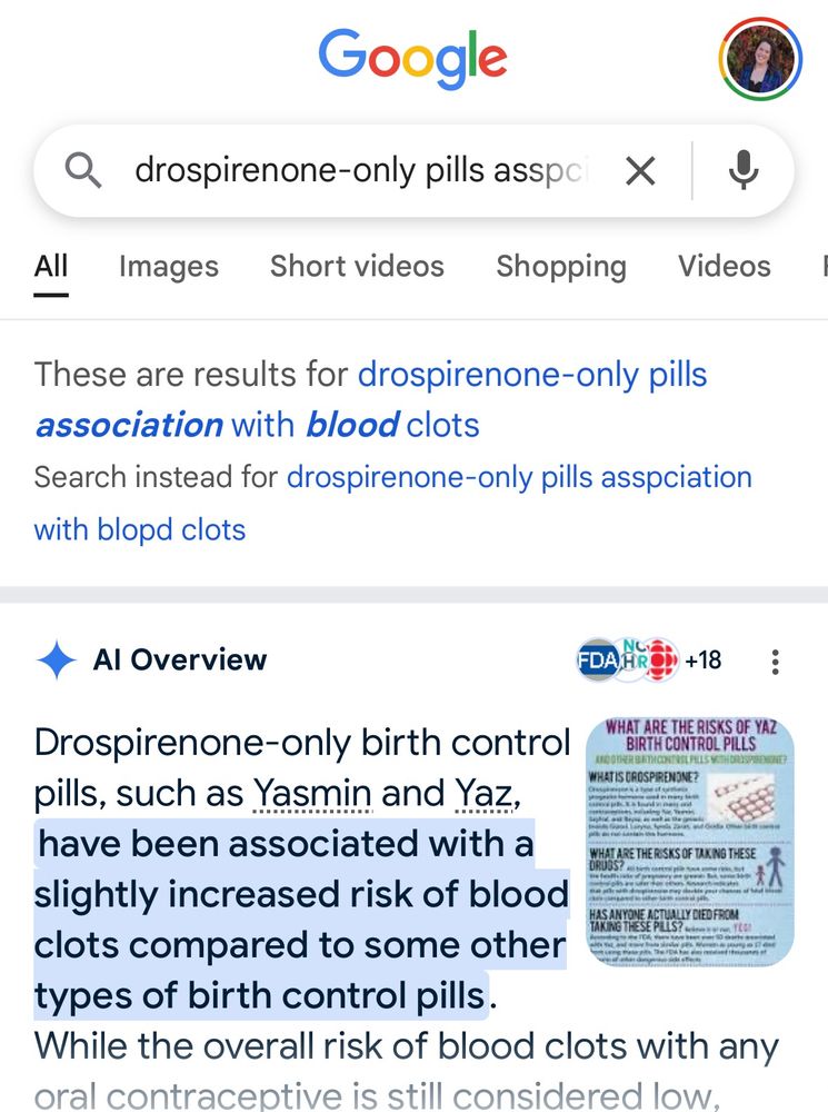 Prompt with typos results in answer saying Yaz and Yazmin contain an ingredient they do not 