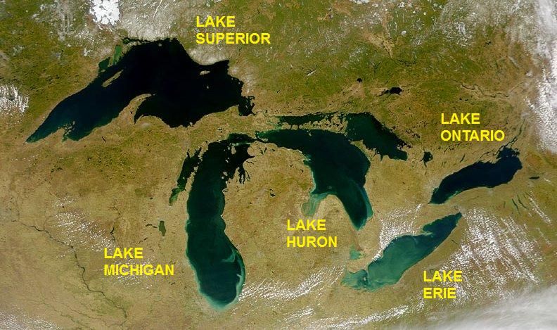 A map of the Great Lakes from space