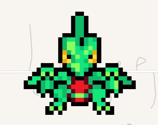 A sprite of Grovyle from Pokémon Mystery Dungeon: Explorers of Time/Darkness/Sky, recreated in Wplace