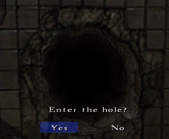 Screencap from Silent Hill 4: Room, where it says Enter the hole?