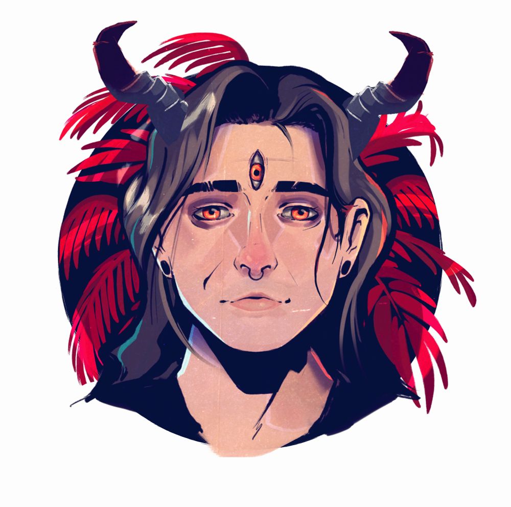 portrait of me with horns and a third eye