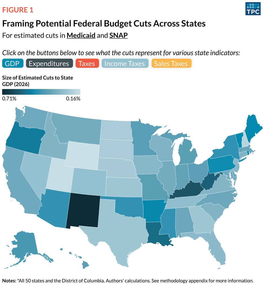 Data map showing how much proposed federal benefit cuts could impact each state