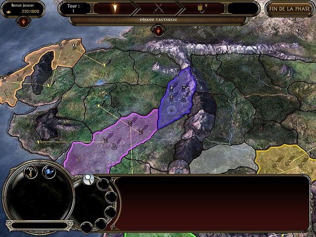 Image tirée de jeu "Le seigneur des anneaux : la bataille pour la terre du milieu 2". On voit la carte de la terre du milieu du mode "Guerre de l'anneau". 