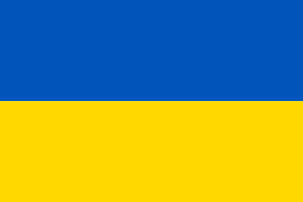 Drapeau de l'Ukraine. Bande bleue en haut, bande jaune en bas.