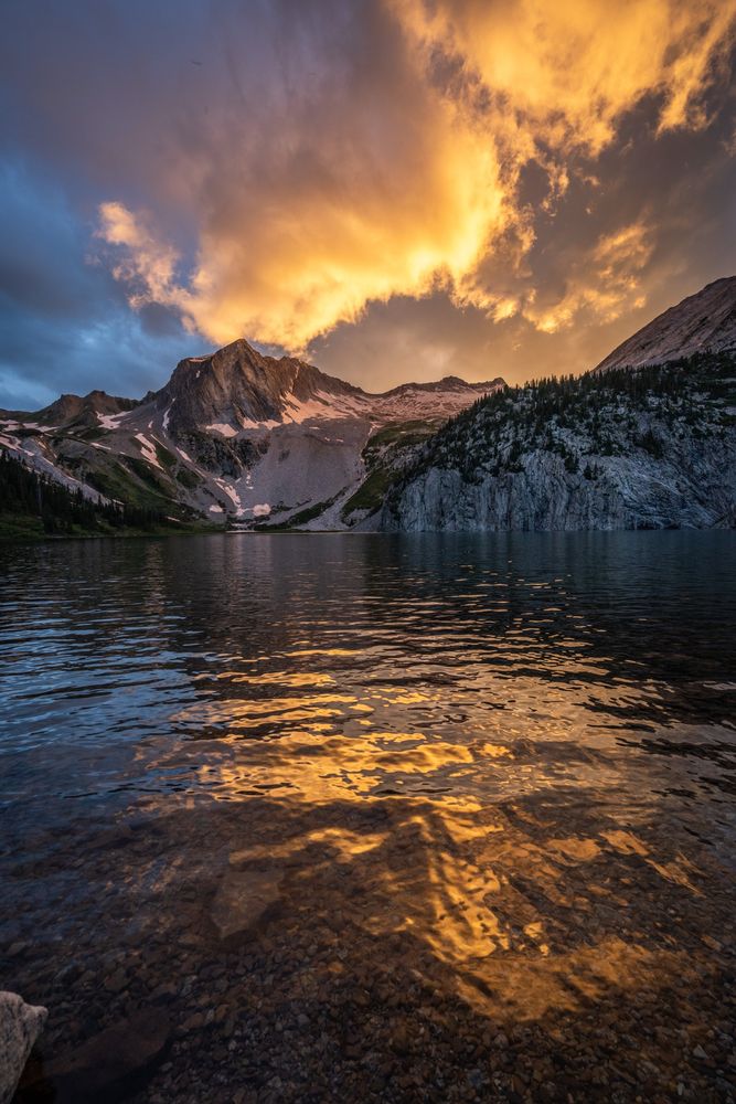 Sunset reflection at Snowmass Lake, Colorado

