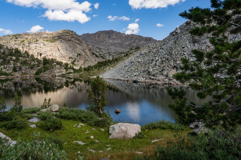 
Reflection on a lake in Titcomb Basin, Wyoming