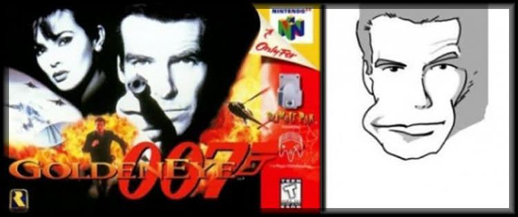 the illustration where someone interpreted the cover of N64 Goldeneye to be Pierce Brosnan with a really wide mouth, rather than his hand overlapping his mouth