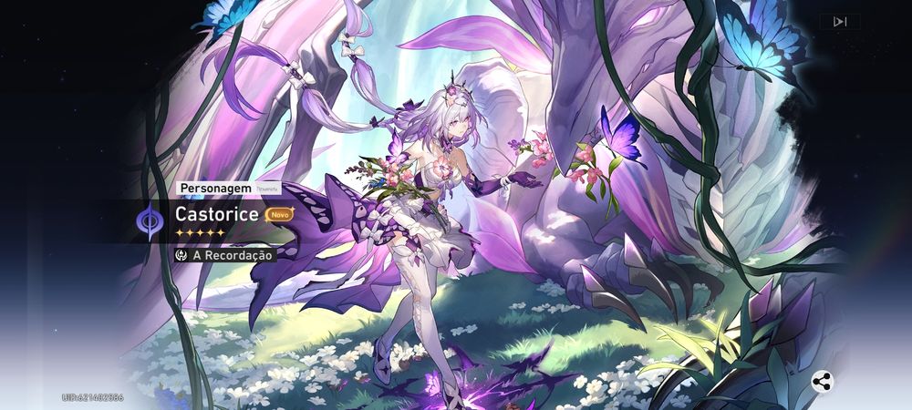 Personagem Castorice no Honkai Star Rail. A imagem indica que consegui ela