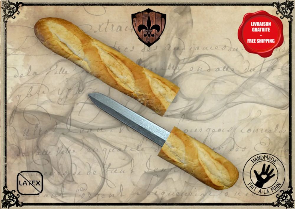 image of a knife concealed in a baguette