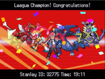 A screenshot of Pokémon Platinum’s Hall of Fame. The team displayed from left to right is Marowak, Scizor, Infernape, Garchomp, Lucario, and Armaldo