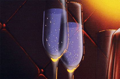 animated gif of two glasses full of sparkling champagne 