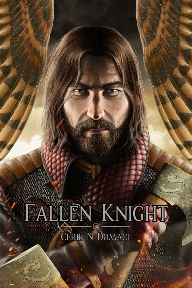 Fallen Knight by Ceril N Domace

A dark haired Caucasian man stares out at the viewer. He's holding two axes with owls carved into the heads. He's wearing chainmail and leather armor.

Made by Atlas Theseus Schmidt
