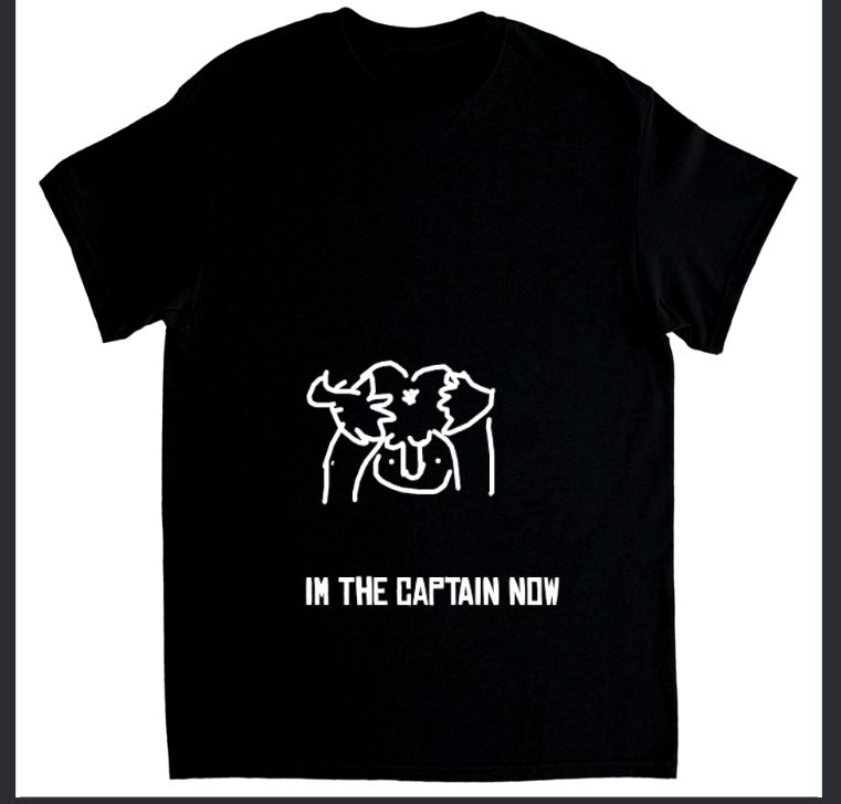 man bent over pulling apart his ass cheeks to show you his hole, because he's not wearing a jock strap his dick is flopped in front of his face so that you can only see his eyes, the caption underneath reads IM THE CAPTAIN NOW