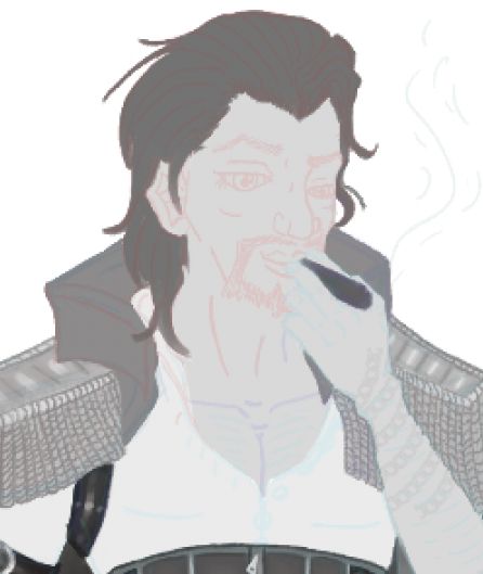 Drawn queer man smoking a cigar