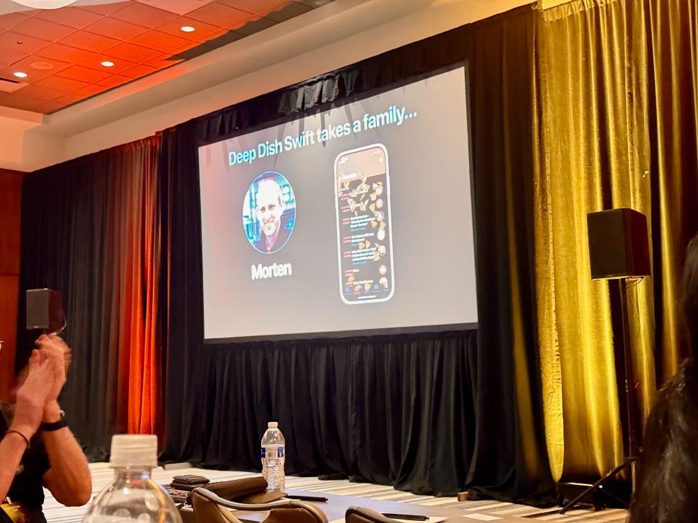 My face on the screen for the welcome talk, because I made the (unofficial) app for Deep Dish Swift