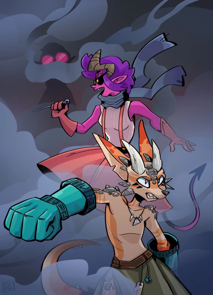 Tiefling Artificer and Kobold monk in a creepy smoke room.