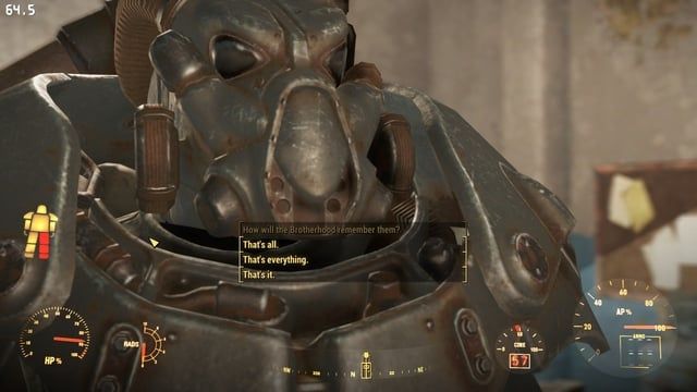 Fallout 4 with the XDI mod showcasing the lack of dialogue 