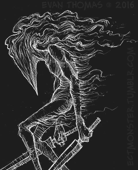 Wind spirit, carrying 2 swords