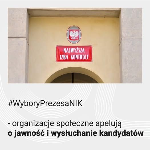 Zdjęcie tabliczki NIK
#WyboryPrezesaNIK
- organizace społeczne apelują o jawność i wysłuchanie kandydatów
grafika: Instytut Spraw Publicznych