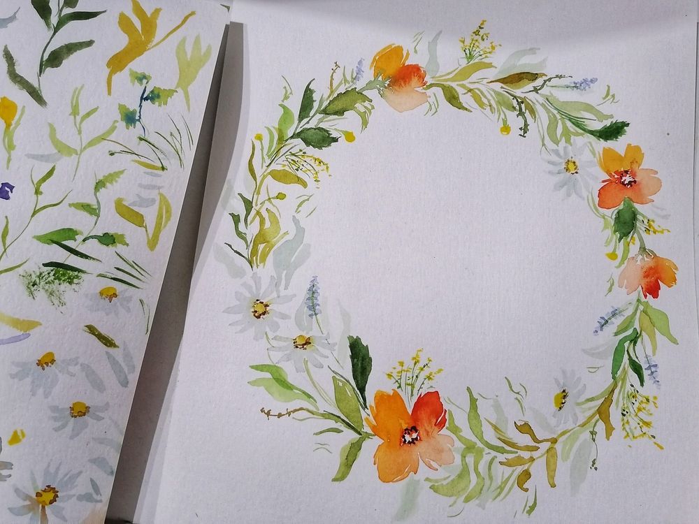 watercolor painting of a flower arrangement