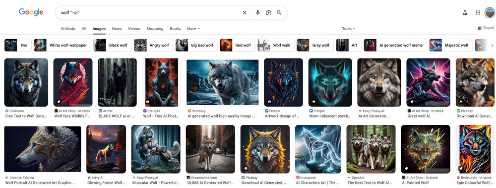 google image search with lots of ai results