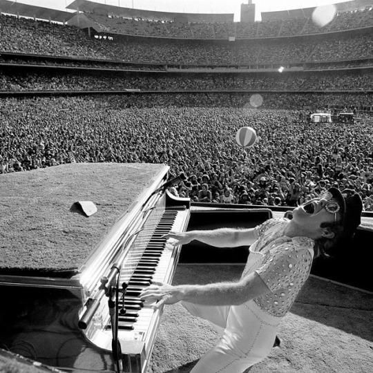 Elton John on piano in 1975