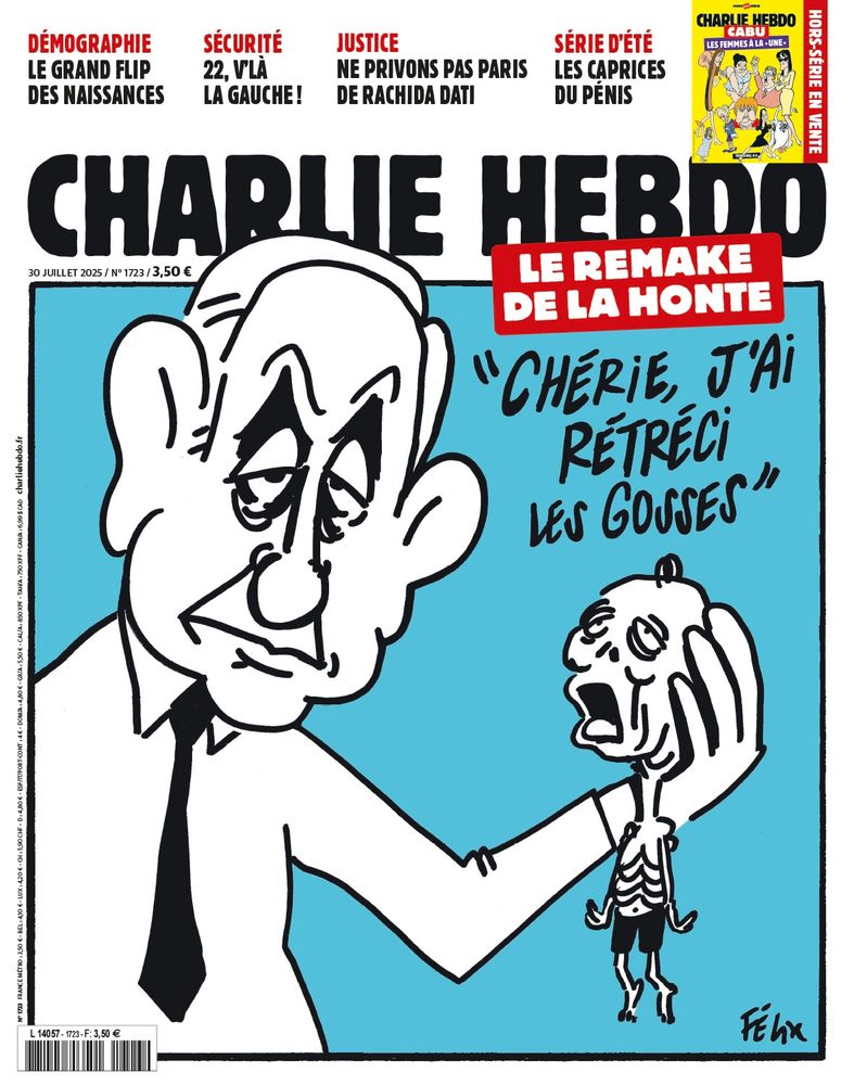 Caricature de Netanyahou qui tient un petit enfant maigre
"Chérie j'ai rétréci les gosses"