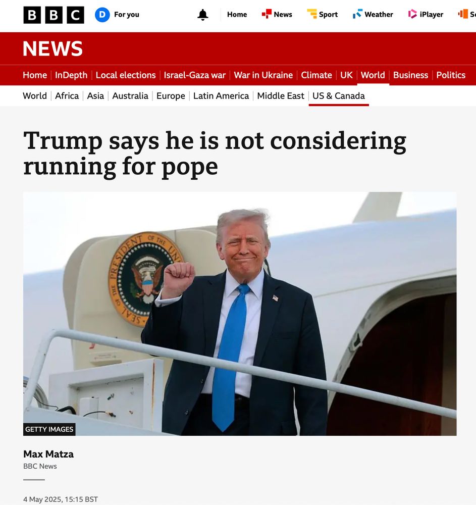 Trump says he is not considering running for pope