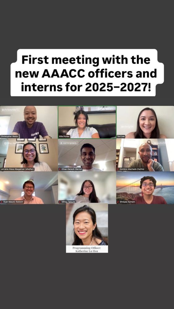 Screenshot from Zoom meeting between the new AAACC officers and interns for 2025–2027 