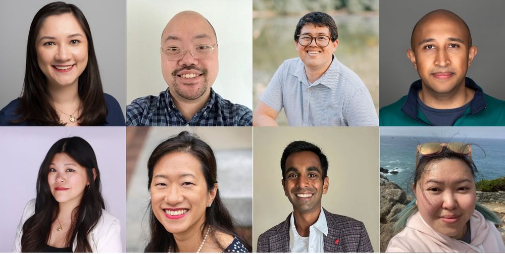 Eight headshots of men and women smiling at the camera