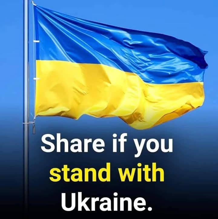 Ukrainian flag with text share if you stand with Ukraine.