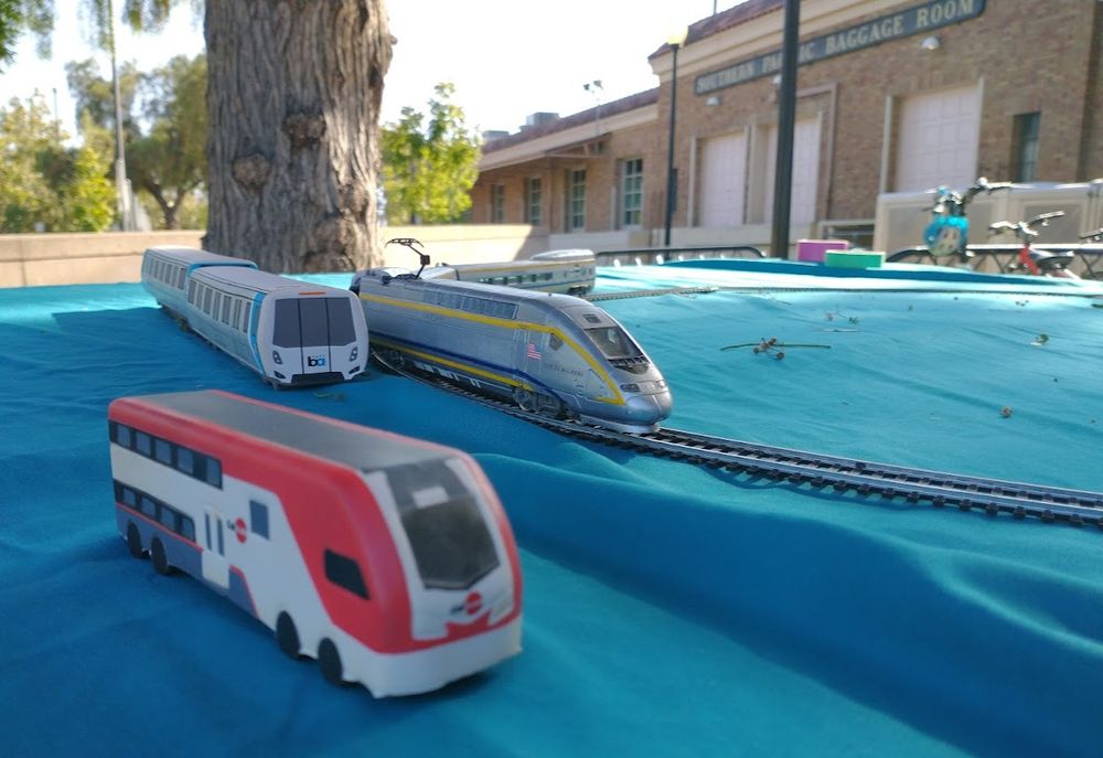 Train models of Caltrain, BART, and California high speed rail